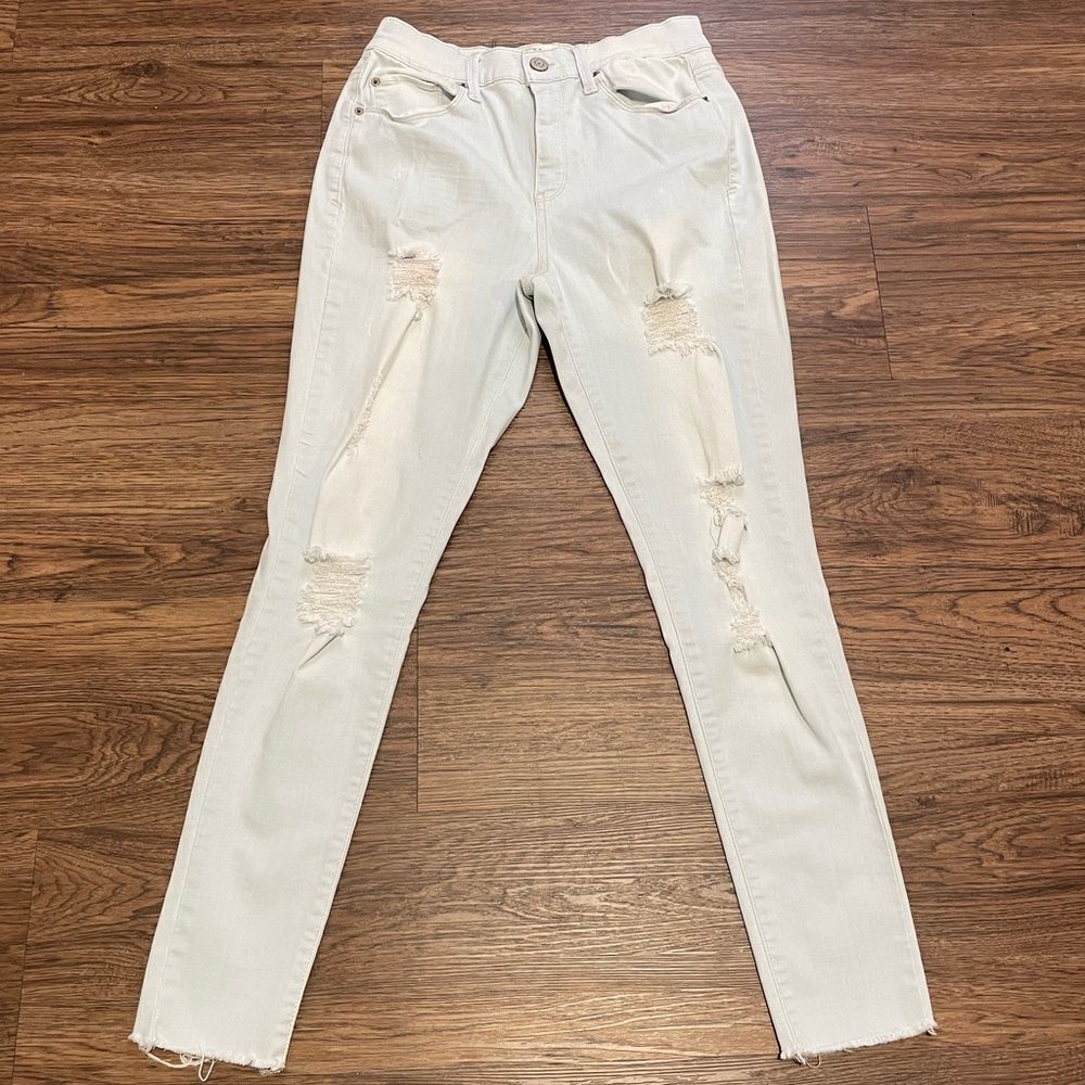 Mudd FLX Stretch High Rise Distressed Jean Jegging Light Blue Size 11